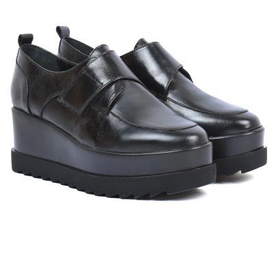 Derby Plateforme Femme Cuir Noir - ANDREA BRUNI - Réf. AB-103-2-N Derby Plateforme Femme Cuir Noir - ANDREA BRUNI - Réf. AB-103-2-N