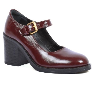 Babies à talon femme Andrea Bruni 100% cuir marron , talon carré épais, bride à boucle dorée. Réf. AB-253-1-M Babies à talon femme Andrea Bruni 100% cuir marron , talon carré épais, bride à boucle dorée. Réf. AB-253-1-M