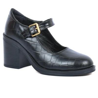 Babies à talon femme – Réf. AB-253-1-CROCON – Couleur noir, 100 % cuir, tendance chic et élégante – Andrea Bruni. Babies à talon femme – Réf. AB-253-1-CROCON – Couleur noir, 100 % cuir, tendance chic et élégante – Andrea Bruni.