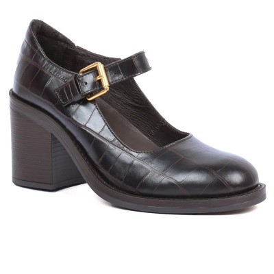 Babies à talon femme – Réf. AB-253-1-CROCOM – Couleur marron, 100 % cuir, style croco, tendance et chic – Andrea Bruni. Babies à talon femme – Réf. AB-253-1-CROCOM – Couleur marron, 100 % cuir, style croco, tendance et chic – Andrea Bruni.