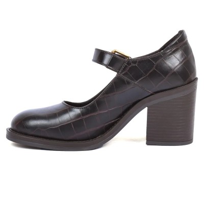 Babies à talon femme – Réf. AB-253-1-CROCOM – Couleur marron, 100 % cuir, style croco, tendance et chic – Andrea Bruni. Babies à talon femme – Réf. AB-253-1-CROCOM – Couleur marron, 100 % cuir, style croco, tendance et chic – Andrea Bruni.