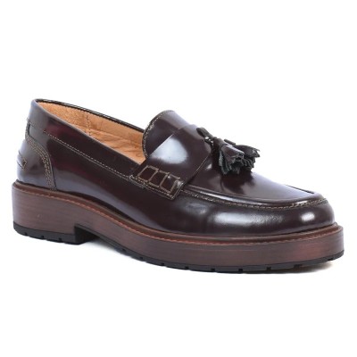 Mocassins femme en cuir marron ANDREA BRUNI AB-113-1-ABRAM avec semelle plateforme et pompons élégants Mocassins femme en cuir marron ANDREA BRUNI AB-113-1-ABRAM avec semelle plateforme et pompons élégants