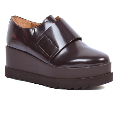 Derby Plateforme Femme Cuir abrasif Marron Velcro - ANDREA BRUNI AB-103-1-M Derby Plateforme Femme Cuir abrasif Marron Velcro - ANDREA BRUNI AB-103-1-M
