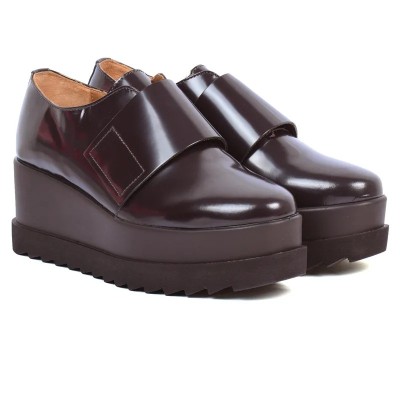 Derby Plateforme Femme Cuir abrasif Marron Velcro - ANDREA BRUNI AB-103-1-M Derby Plateforme Femme Cuir abrasif Marron Velcro - ANDREA BRUNI AB-103-1-M