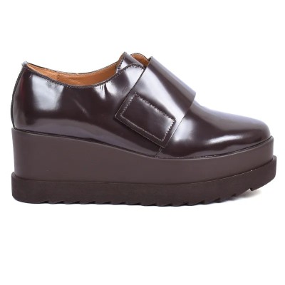 Derby Plateforme Femme Cuir abrasif Marron Velcro - ANDREA BRUNI AB-103-1-M Derby Plateforme Femme Cuir abrasif Marron Velcro - ANDREA BRUNI AB-103-1-M