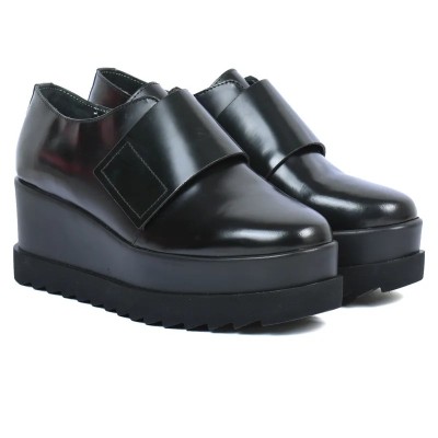 Derby Plateforme Femme Cuir abrasif Noir Velcro - ANDREA BRUNI AB-103-1-N Derby Plateforme Femme Cuir abrasif Noir Velcro - ANDREA BRUNI AB-103-1-N