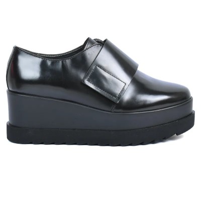 Derby Plateforme Femme Cuir abrasif Noir Velcro - ANDREA BRUNI AB-103-1-N Derby Plateforme Femme Cuir abrasif Noir Velcro - ANDREA BRUNI AB-103-1-N