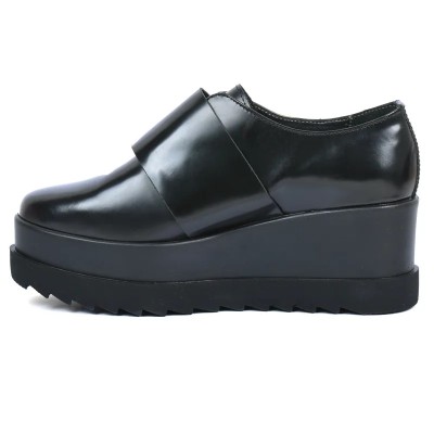 Derby Plateforme Femme Cuir abrasif Noir Velcro - ANDREA BRUNI AB-103-1-N Derby Plateforme Femme Cuir abrasif Noir Velcro - ANDREA BRUNI AB-103-1-N