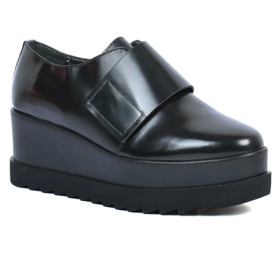Derby Plateforme Femme Cuir abrasif Noir Velcro - ANDREA BRUNI AB-103-1-N Derby Plateforme Femme Cuir abrasif Noir Velcro - ANDREA BRUNI AB-103-1-N