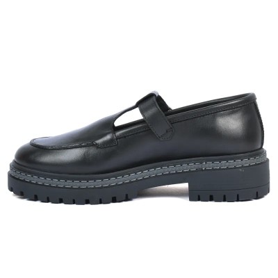 Mocassin plateforme femme Andrea Bruni cuir noir bride latérale Semelle épaisse noire avec liseré argenté Réf AB-360-1-N Mocassin plateforme femme Andrea Bruni cuir noir bride latérale Semelle épaisse noire avec liseré argenté Réf AB-360-1-N