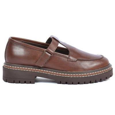 Mocassin plateforme femme Andrea Bruni cuir marron bride latérale Semelle épaisse marron avec liseré argenté Réf AB-360-1-M Mocassin plateforme femme Andrea Bruni cuir marron bride latérale Semelle épaisse marron avec liseré argenté Réf AB-360-1-M