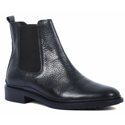 Bottines Chelsea homme en cuir grainé noir avec élastiques latéraux et semelle noire – Chelsea boots élégantes et confortables Bottines Chelsea homme en cuir grainé noir avec élastiques latéraux et semelle noire – Chelsea boots élégantes et confortables