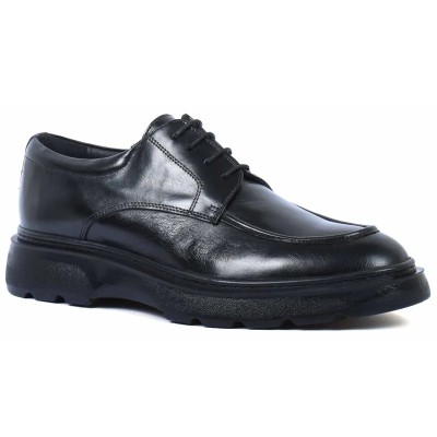 Chaussures derby homme en cuir noir avec semelle épaisse – style élégant et confortable pour un look moderne Chaussures derby homme en cuir noir avec semelle épaisse – style élégant et confortable pour un look moderne