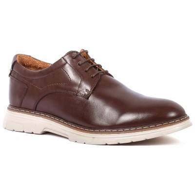Chaussures derby homme en cuir marron avec semelle épaisse blanche– style élégant et confortable pour un look moderne Chaussures derby homme en cuir marron avec semelle épaisse blanche– style élégant et confortable pour un look moderne