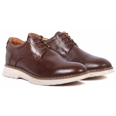 Chaussures derby homme en cuir marron avec semelle épaisse blanche– style élégant et confortable pour un look moderne Chaussures derby homme en cuir marron avec semelle épaisse blanche– style élégant et confortable pour un look moderne