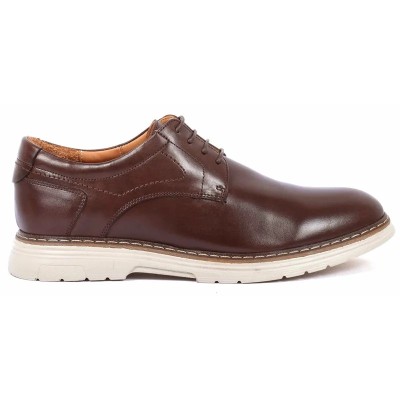 Chaussures derby homme en cuir marron avec semelle épaisse blanche– style élégant et confortable pour un look moderne Chaussures derby homme en cuir marron avec semelle épaisse blanche– style élégant et confortable pour un look moderne