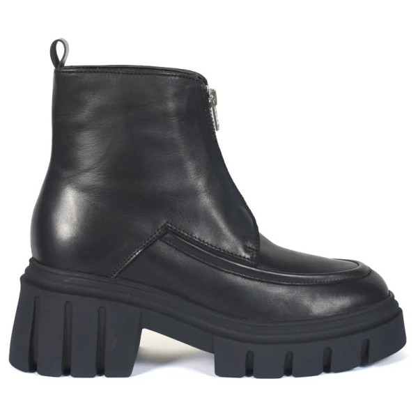 BOOTS FEMME CUIR NOIRE ZIP