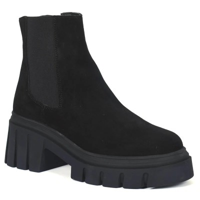 Bottine Chelsea Femme Suède Noir Semelle Crantée Plateforme noir Boots Réf AB-393-3-DN Bottine Chelsea Femme Suède Noir Semelle Crantée Plateforme noir Boots Réf AB-393-3-DN