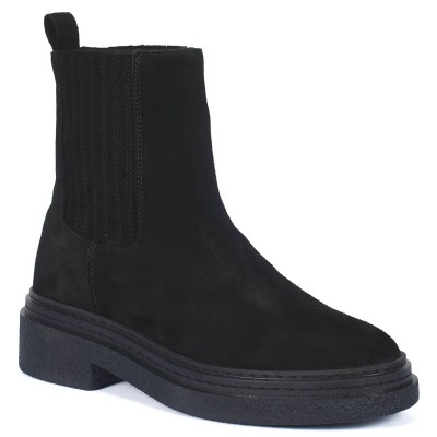 Bottines Chelsea en daim marron pour femme avec semelle plateforme épaisse et style moderne Bottines Chelsea en daim marron pour femme avec semelle plateforme épaisse et style moderne