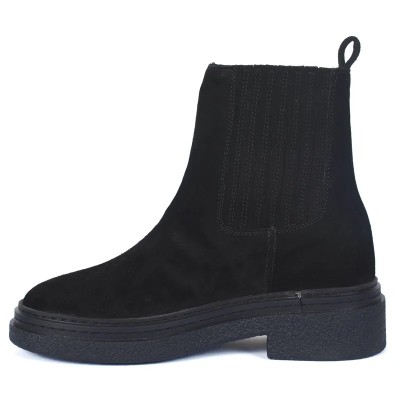 Bottines Chelsea en daim marron pour femme avec semelle plateforme épaisse et style moderne Bottines Chelsea en daim marron pour femme avec semelle plateforme épaisse et style moderne