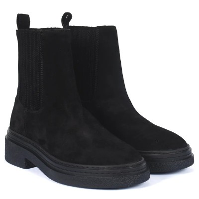 Bottines Chelsea en daim marron pour femme avec semelle plateforme épaisse et style moderne Bottines Chelsea en daim marron pour femme avec semelle plateforme épaisse et style moderne