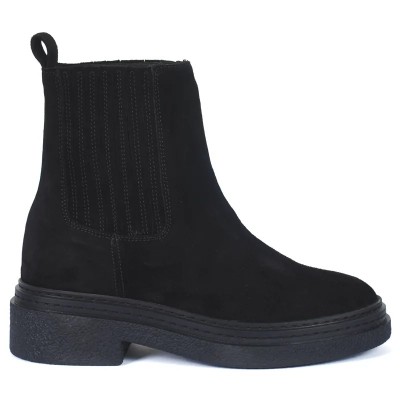 Bottines Chelsea en daim marron pour femme avec semelle plateforme épaisse et style moderne Bottines Chelsea en daim marron pour femme avec semelle plateforme épaisse et style moderne