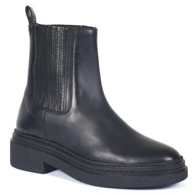 Bottine Chelsea en cuir noir ANDREA BRUNI pour femme avec semelle épaisse Bottine Chelsea en cuir noir ANDREA BRUNI pour femme avec semelle épaisse