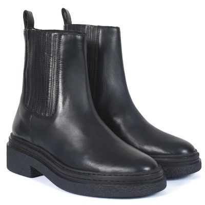 Bottine Chelsea en cuir noir ANDREA BRUNI pour femme avec semelle épaisse Bottine Chelsea en cuir noir ANDREA BRUNI pour femme avec semelle épaisse