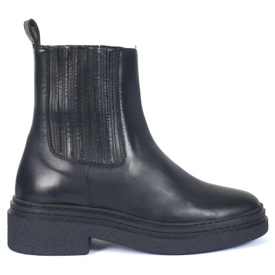 Bottine Chelsea en cuir noir ANDREA BRUNI pour femme avec semelle épaisse