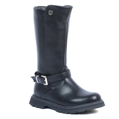 Boots fille Oscar Kids couleur noir avec boucle décorative et tige haute Boots fille Oscar Kids couleur noir avec boucle décorative et tige haute