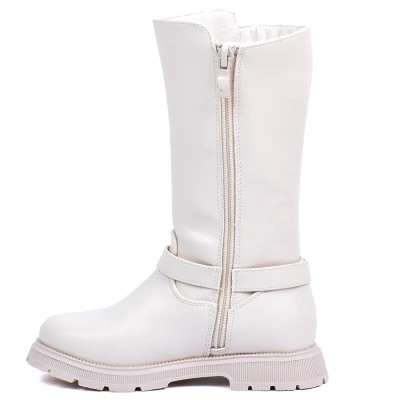 Bottes fille Oscar Kids couleur beige avec boucle décorative et tige haute