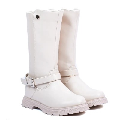 Bottes fille Oscar Kids couleur beige avec boucle décorative et tige haute