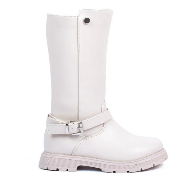 BOTTES FILLE BEIGES À BOUCLE