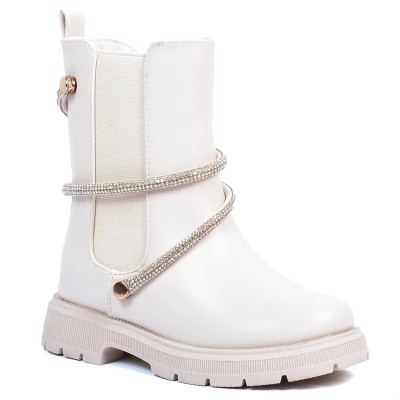 Boots fille Oscar Kids couleur beige avec bride décorative scintillante