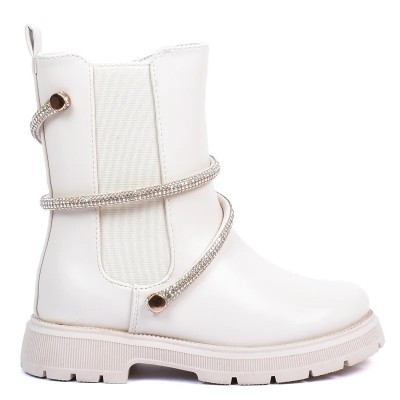 Boots fille Oscar Kids couleur beige avec bride décorative scintillante