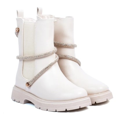 Boots fille Oscar Kids couleur beige avec bride décorative scintillante