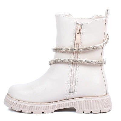 Boots fille Oscar Kids couleur beige avec bride décorative scintillante