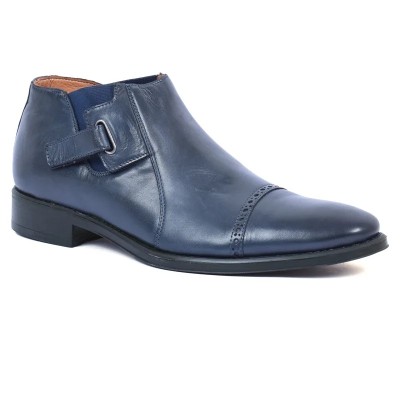 Boots homme classique en cuir bleu marine REDWOOD RW-9183-BM avec bride latérale élégante Boots homme classique en cuir bleu marine REDWOOD RW-9183-BM avec bride latérale élégante