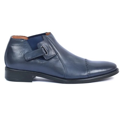 Boots homme classique en cuir bleu marine REDWOOD RW-9183-BM avec bride latérale élégante Boots homme classique en cuir bleu marine REDWOOD RW-9183-BM avec bride latérale élégante