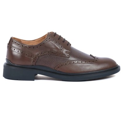 Derbies homme en cuir marron REDWOOD RW-C01-M avec perforations brogues et semelle robuste Derbies homme en cuir marron REDWOOD RW-C01-M avec perforations brogues et semelle robuste