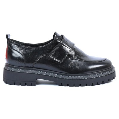 Mocassins femme en cuir noir ANDREA BRUNI AB-360-5-N avec semelle épaisse et design moderne