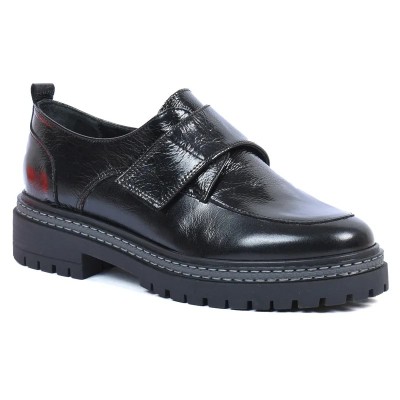 Mocassins femme en cuir noir ANDREA BRUNI AB-360-5-N avec semelle épaisse et design moderne