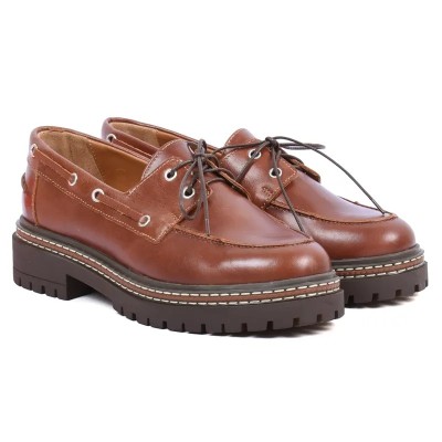 Chaussures bateau femme en cuir marron clair ANDREA BRUNI AB-360-7-MC avec semelle épaisse antidérapante Chaussures bateau femme en cuir marron clair ANDREA BRUNI AB-360-7-MC avec semelle épaisse antidérapante