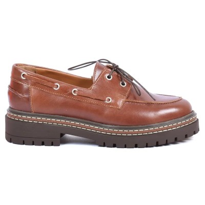 Chaussures bateau femme en cuir marron clair ANDREA BRUNI AB-360-7-MC avec semelle épaisse antidérapante Chaussures bateau femme en cuir marron clair ANDREA BRUNI AB-360-7-MC avec semelle épaisse antidérapante