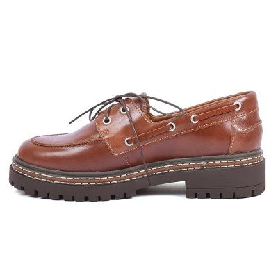 Chaussures bateau femme en cuir marron clair ANDREA BRUNI AB-360-7-MC avec semelle épaisse antidérapante Chaussures bateau femme en cuir marron clair ANDREA BRUNI AB-360-7-MC avec semelle épaisse antidérapante