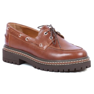 Chaussures bateau femme en cuir marron clair ANDREA BRUNI AB-360-7-MC avec semelle épaisse antidérapante Chaussures bateau femme en cuir marron clair ANDREA BRUNI AB-360-7-MC avec semelle épaisse antidérapante
