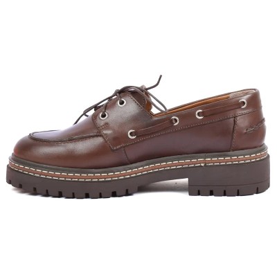 Chaussures bateau femme en cuir marron foncé ANDREA BRUNI AB-360-7-MF avec semelle épaisse cousue Chaussures bateau femme en cuir marron foncé ANDREA BRUNI AB-360-7-MF avec semelle épaisse cousue