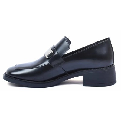 Mocassins femme en cuir noir ANDREA BRUNI AB-161-2-ABRAN avec bande dorée et talon moyen Mocassins femme en cuir noir ANDREA BRUNI AB-161-2-ABRAN avec bande dorée et talon moyen