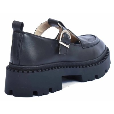 Mocassins femme en cuir noir ANDREA BRUNI AB-SPIKE-3-N avec semelle plateforme et bande élastique Mocassins femme en cuir noir ANDREA BRUNI AB-SPIKE-3-N avec semelle plateforme et bande élastique