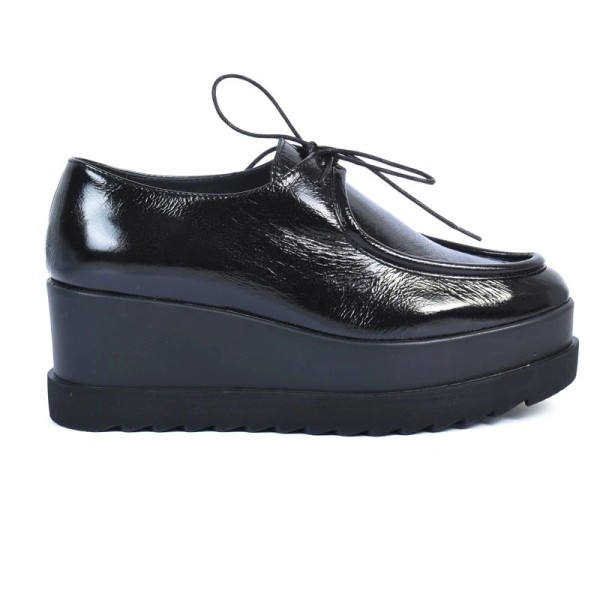 DERBYS COMPENSÉS CUIR NOIR